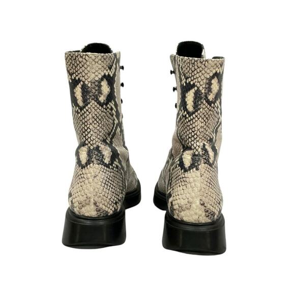 Stuart Weitzman McKenzee Python Embossed Lace Up Leather Combat Boots Size 7 - Picture 9 of 13